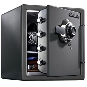 lot 6891 image: SentrySafe SFW123DSB Fireproof Safe and Waterproof Safe with Dial Combination 1.23 Cubic Feet Gray