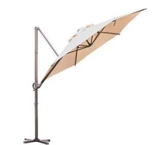 lot 6703 image: Abba Patio 9ft Patio Offset Hanging Umbrella Outdoor Cantilever Sturdy Umbrella with Crank & Cross Base & Easy Tilt, for Garden, Backyard, Pool and Deck, Cream
