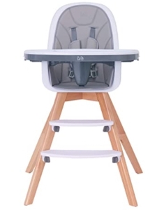 lot 6706 image: Baby High Chair with Double Removable Tray for BabyInfantsToddlers, 3-in-1 Wooden High ChairBoosterChair  Grows with Your Child  Adjustable Legs  Modern Wood Design  Easy to Assemble