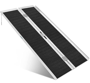 lot 6737 image: ORFORD Non Skid Wheelchair Ramp 5FT, Suitcase Threshold Ramp with an Applied Slip-Resistant Surface, Portable Aluminum Foldable Mobility Scooter Ramp, for Home, Steps, Stairs, Doorways, Curbs