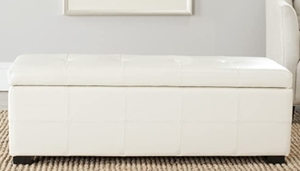 lot 53861 image: Large Cream Color Storage Bench