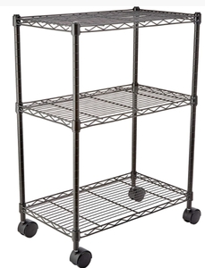 lot 53995 image: Amazonbasics 3-shelf Shelving Unit On Wheels