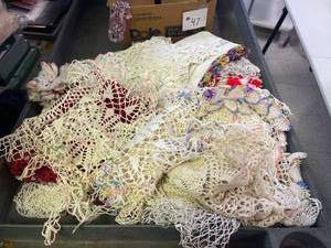 lot 47 image: Misc Box of Handmade Doilies, LARGE QTY.