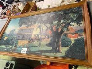 lot 62 image: Large Picture by Milburn Hutchison Farm House Scene