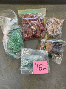 lot 182 image: renaissance themed plastic figurines, plastic accessories, trees and cactus.