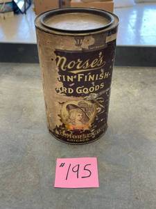 lot 195 image: Antique Morses Satin Finish Hard Goods Tin