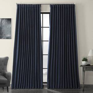lot 63148 image: EFF Faux Linen Extra Wide Blackout Window Curtain, Blue, 100X84