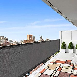 lot 63151 image: SUNLAX Balcony Privacy Screen, 3x19.7 net 90% Blockage Net Tarp Screen On Porch Apartment Outdoor Rail Deck Dark Grey Color