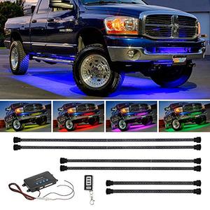 lot 63158 image: LEDGlow 6pc Million Color Multi-Color Truck LED Underbody Underglow Accent Lighting Kit - 18 Solid Colors - 12 Unique Patterns - Music Mode - Water Resistant - Includes Control Box & Remote
