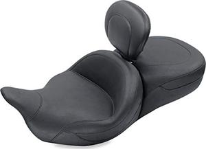 lot 63176 image: Mustang 79556 Super Touring One-Piece 2-Up Motorcycle Seat with Driver Backrest for Harley-Davidson FL Touring 2008-19, Black
