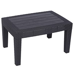 lot 63180 image: Varbucamp Wicker Coffee Table, Garden Patio Rattan Table Furniture with PP Board, Black