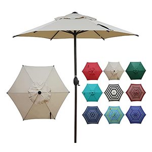 lot 63188 image: Abba Patio 7.5 Patio Umbrella Market Umbrella Outdoor Table Umbrella with Push Button Tilt & Crank for Patio, Cream