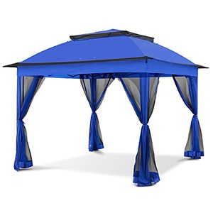 lot 63213 image: COOL Spot 11x11 Pop-Up Gazebo Tent Instant with Mosquito Netting Outdoor Gazebo Canopy Shelter with 121 Square Feet of Shade (Blue)