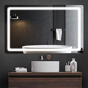 lot 63214 image: LyteSho LED Bathroom Mirror for Wall - 40x24 inch Anti Fog Bathroom Mirror for Vanity - Lighted Bathroom Vanity Mirror with 3 Light Settings - Makeup Mirror with Lights Fog Free Frameless Smart Mirror