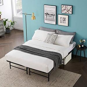 lot 63233 image: VECELO 14 Inch Metal Bed Frame, Tool AssemblyQuiet Noise FreeBox Spring Replacement Black (Queen), Foldable Platform