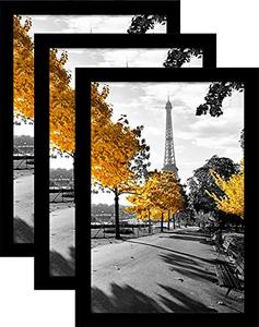 lot 63236 image: Solid Wood 24x36 Poster Frame picture frame (3 Pack) Black  Wide Molding  Polished Plexiglass  Hanging Hardware Included