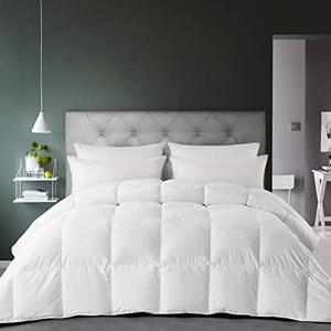 lot 63242 image: ELNIDO QUEEN Heavyweight Down Comforter Goose Duck Feather Duvet with 100% Cotton Cover -Extra Warmth for Cold Area - Stand Alone Bed Comforter (White, King 106�90 Inch)