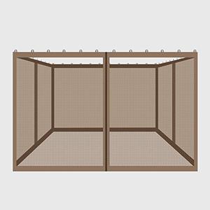 lot 63251 image: Gafrem Universal Gazebo Replacement Mosquito Netting Adjustable Screen Walls for 10x10 or 10x12 Gazebo Canopy (Light Khaki, 10x12 Feet)
