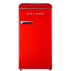 lot 63262 image: Galanz GLR33MRDR10 Retro Compact Refrigerator, Single Door Fridge, Adjustable Mechanical Thermostat with Chiller, 3.3 Cu Ft, Red