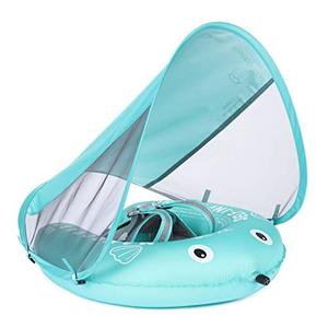 lot 63266 image: Mambobaby Baby Swim Float with Canopy, Newest Compressible Folding Pool Baby Float, Upgrade Soft Waterproof Skin-Friendly Material Toddler Swim Float for Boys and Girls (Standard Edition)
