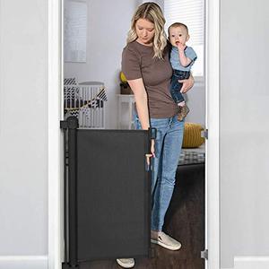 lot 63267 image: YOOFOR Retractable Baby Gate, Extra Wide Safety Kids or Pets Gate, 33�� Tall, Extends to 55�� Wide, Mesh Safety Dog Gate for Stairs, Indoor, Outdoor, Doorways, Hallways(Black)