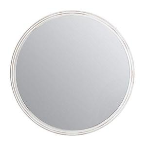 lot 63286 image: Fetco Round Carved Decorative Mirror, Distressed White