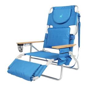 lot 63289 image: Ostrich Deluxe Padded 3-N-1 Outdoor Lounge Reclining Beach Chair, Blue