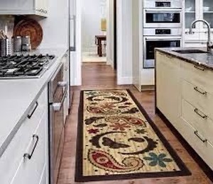 lot 543 image: Ottomanson Saras Kitchen Collection Paisley Design Non-Slip Rubber Backing Runner Rug, 20 X 59, Beige