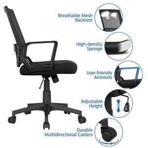 lot 545 image: Yaheetech Adjustable Mesh Office Chair Ergonomic Height Computer Chair with 360° Rolling Casters