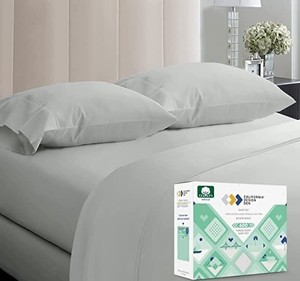 lot 549 image: 5-Star Hotel Twin Sheets for Kids & Adults, 100% Cotton Sheets are Soft, Smooth & Crisp 600 Thread Count Sateen 3 Pc Bed Sheets Set with Deep Pocket (Ivory)