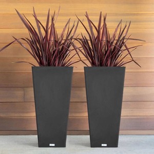 lot 600 image: 2pk - Veradek Midland Tall Square Planter - Black - 32 in.