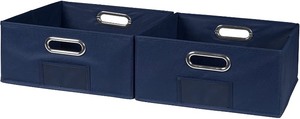 lot 629 image: Niche Cubo Set of 2 Half-Size Foldable Fabric Storage Bins- Blue