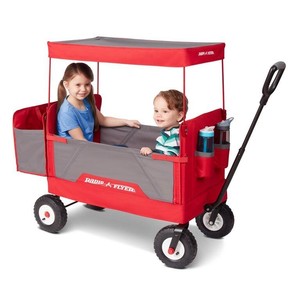 lot 722 image: All-Terrain Folding Wagon with Canopy Radio Flyer, 3-in-1 Collapsible