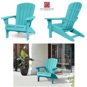 lot 733 image: Keter Adirondack Chair, Resin Outdoor Furniture, Teal