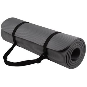 lot 744 image: Everyday Essentials All-Purpose 12-Inch High Density Foam Exercise Yoga Mat Anti-Tear with Carrying Strap, Gray