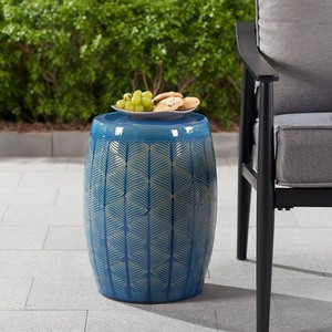 lot 749 image: Better Homes & Gardens 17 Marina Ceramic Garden Stool, Blue