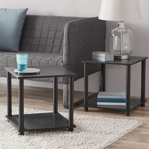 lot 762 image: Mainstays No Tools 2-Pack End Table, Solid Black