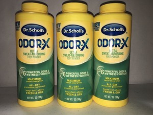 lot 801 image: 3 Pack - Dr. Scholls Odor-X Ultra Sweat-Absorbing Foot Powder, 7oz