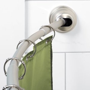 lot 834 image: ZennaHome 32 to 40 NeverRust Rustproof Dual Mount Curved Stall Shower Rod Brushed Nickel - Zenna Home