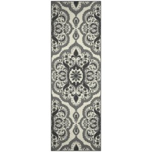 lot 842 image: Mainstays Roxanne Medallion Nylon Textured Print Area Rug or Runner, Gray, 2 x 6 Runner
