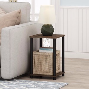 lot 874 image: Furinno Turn-N-Tube Haydn End Table, WalnutBrown, Set of 2