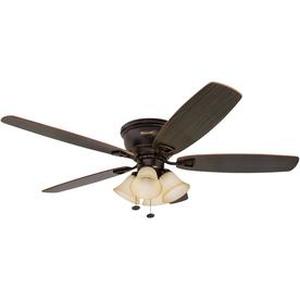 lot 875 image: 52 Honeywell Glen Alden Oil Rubbed Bronze Hugger Ceiling Fan with 4 Light