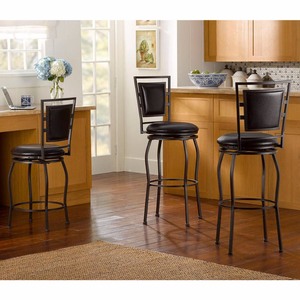 lot 880 image: Linon Townsend Three Piece Adjustable Stool Set, Dark Brown, 24-30 inch Seat Height