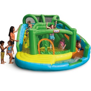 lot 754 image: Little Tikes 2 in 1 Wet n Dry Waterslide and Inflatable Bouncer