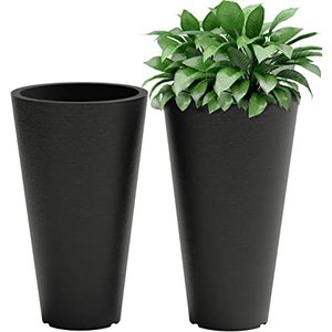 lot 818 image: Tusco Products CTR26BK Cosmopolitan Round Garden Planter, 26-Inch, Black