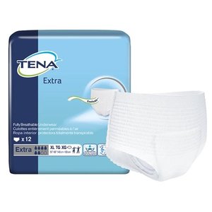 lot 42890 image: TENA Extra Disposable Underwear Pull On with Tear Away Seams XL 4pack