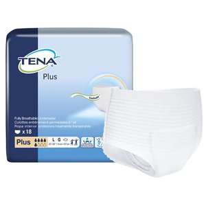 lot 42892 image: TENA Plus Disposable Underwear Pull On with Tear Away Seams Large 4pack
