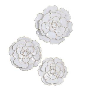 lot 50929 image: 24 3pc Floral Metal Decorative Wall Art White - StyleCraft