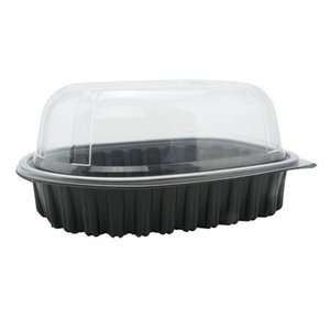 lot 65855 image: Pactiv Clearview Mealmaster Chicken Roaster X-Large Container BlackClear, 50 oz. 95Case
