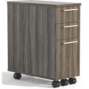 lot 65903 image: Safco�� Medina 10-58D Vertical 2-Drawer Freestanding Skinny Pedestal File Cabinet, Walnut
